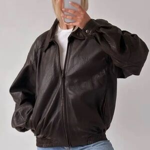 Men’s Full Grain Leather Bomber Jacket (XL)